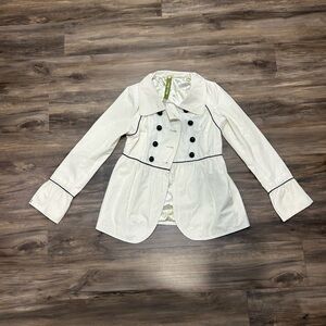 Soia & Kyo Cream Peacoat Babydoll Jacket with Patterned Lining